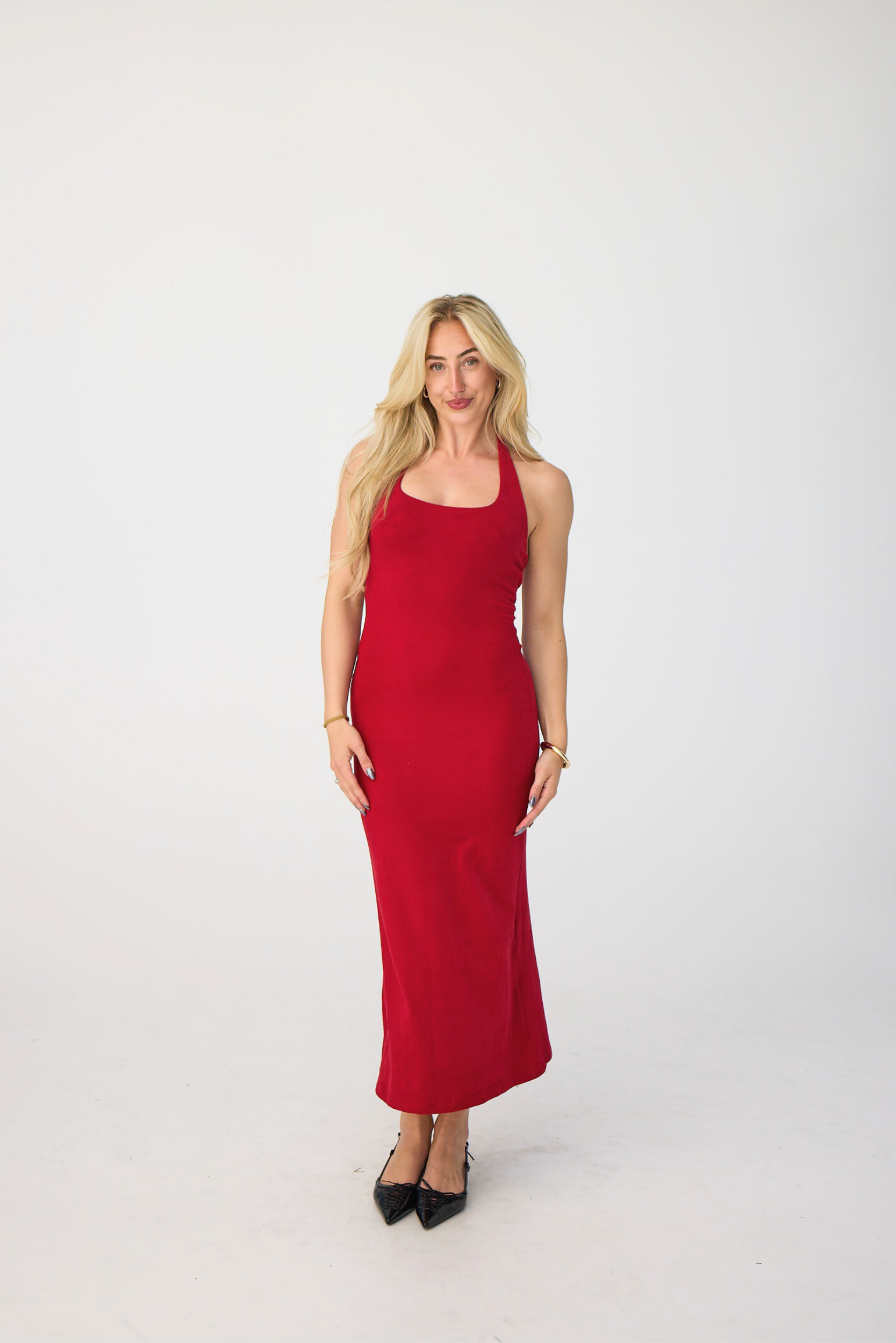 SOFT HALTERNECK MIDI DRESS