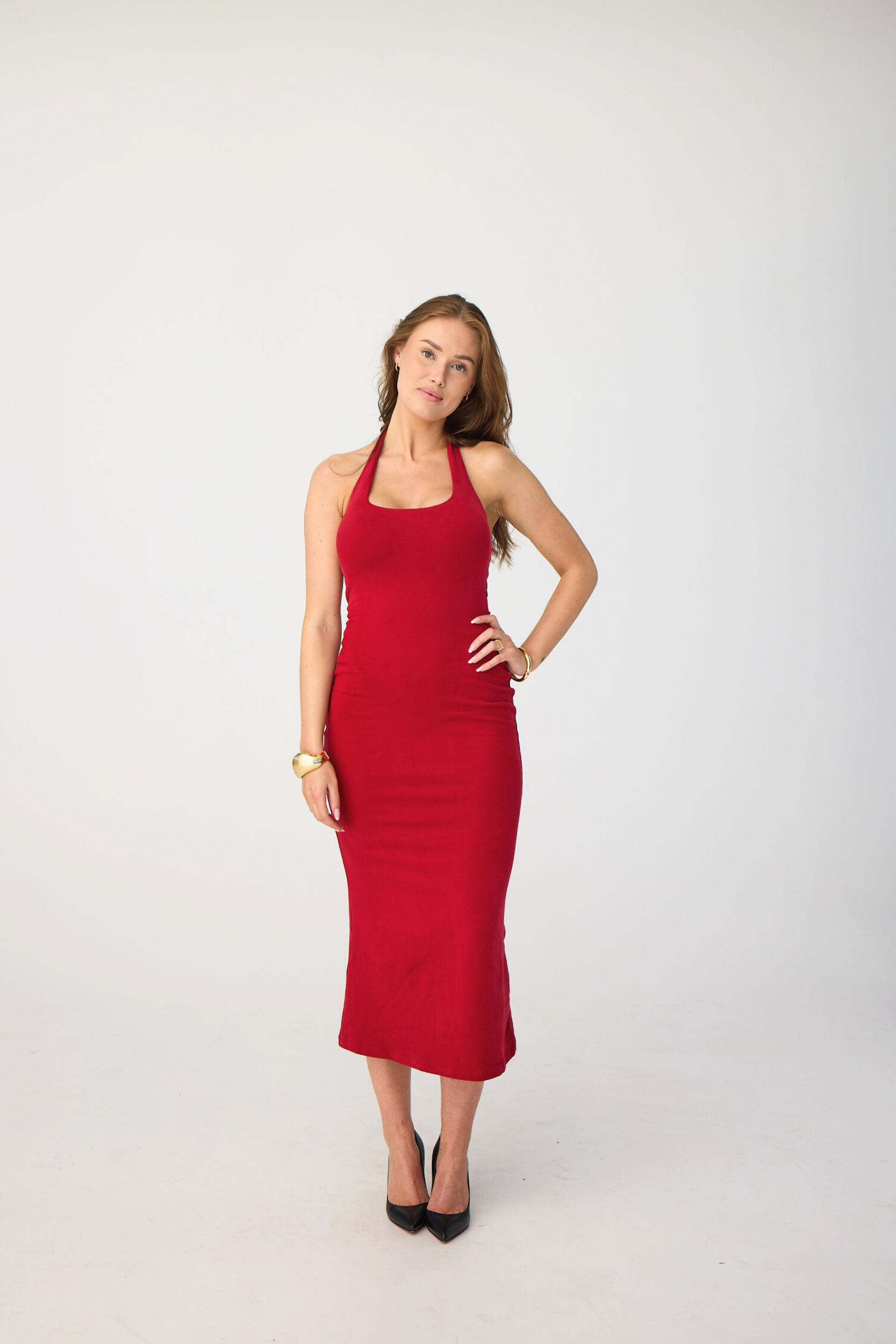 SOFT HALTERNECK MIDI DRESS