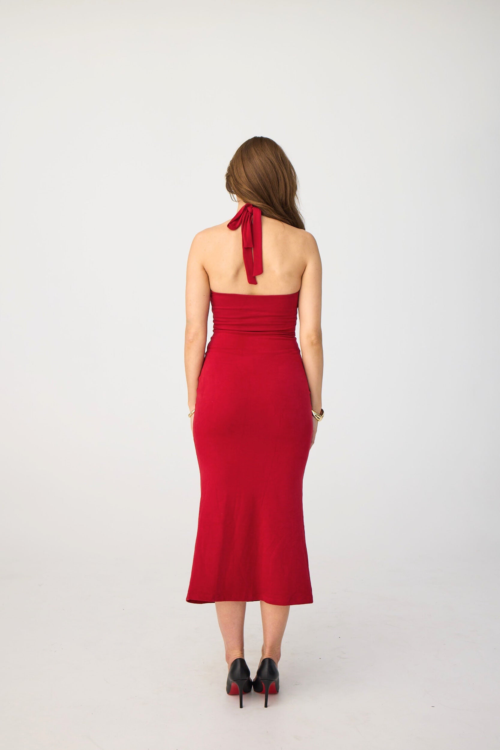 SOFT HALTERNECK MIDI DRESS